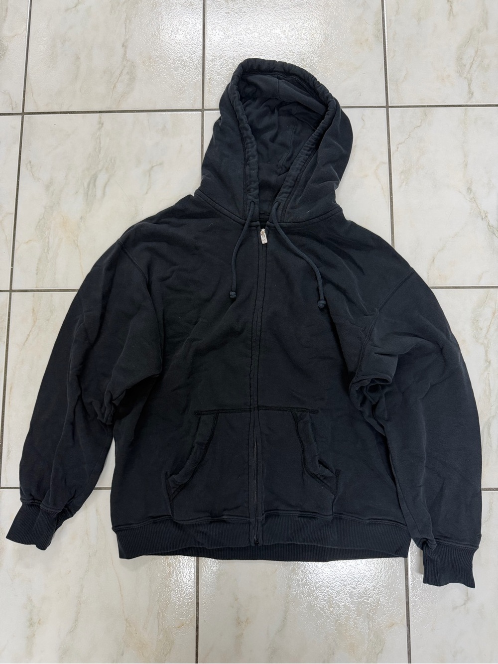 Hollister Dark Navy Fleece Zip Hoodie with Logo